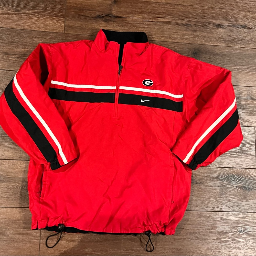 Nike UGA Georgia Pullover 1/2 Zip Front Reversible Fleece Lined Jacket Size XL